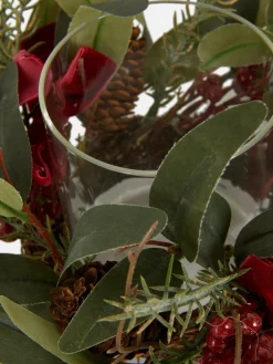 Castiçal Natal Ramo Artificial Oliveira E Bagas