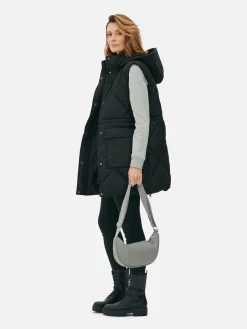 Colete Acolchoado Comprido C/ Capuz