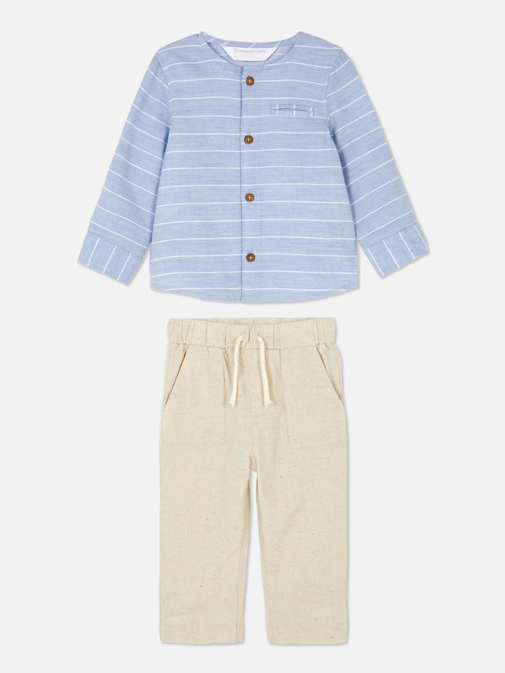 Conj. Camisa Manga Comprida Botão/calças Cordão