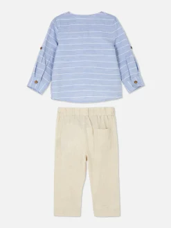 Conj. Camisa Manga Comprida Botão/calças Cordão