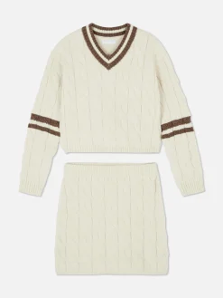 Conj. Coordenado Camisola Malha Entrançada/saia