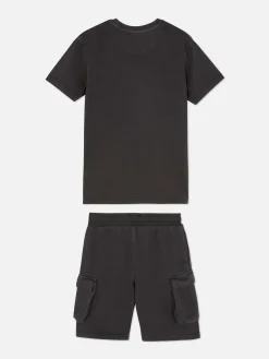 Conj. Coordenado T-shirt/calções Cargo Para Criança