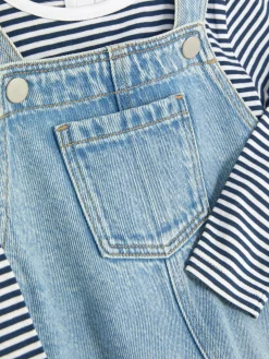 Conj T-shirt Manga Comprida Riscas/jardineiras Ganga