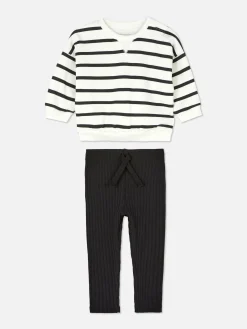 Conjunto Camisola Riscas/leggings Caneladas