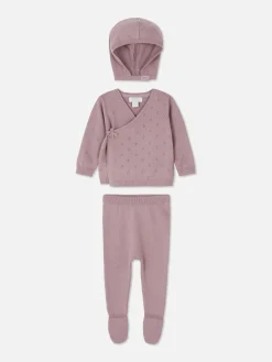 Conjunto Casaco Malha/leggings/boné