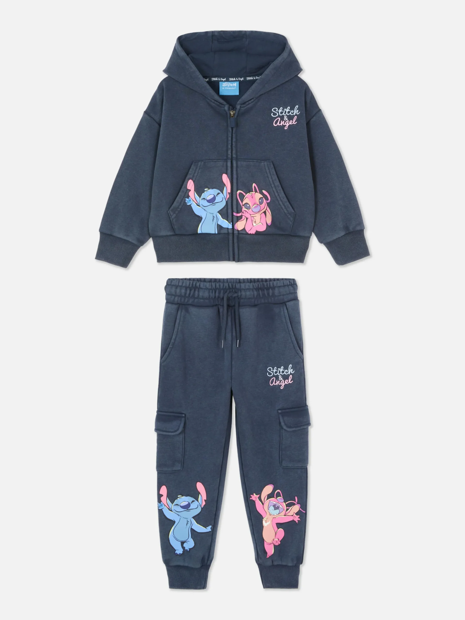 Conjunto Coordenado Casaco Capuz E Calças Treino Disney Stitch