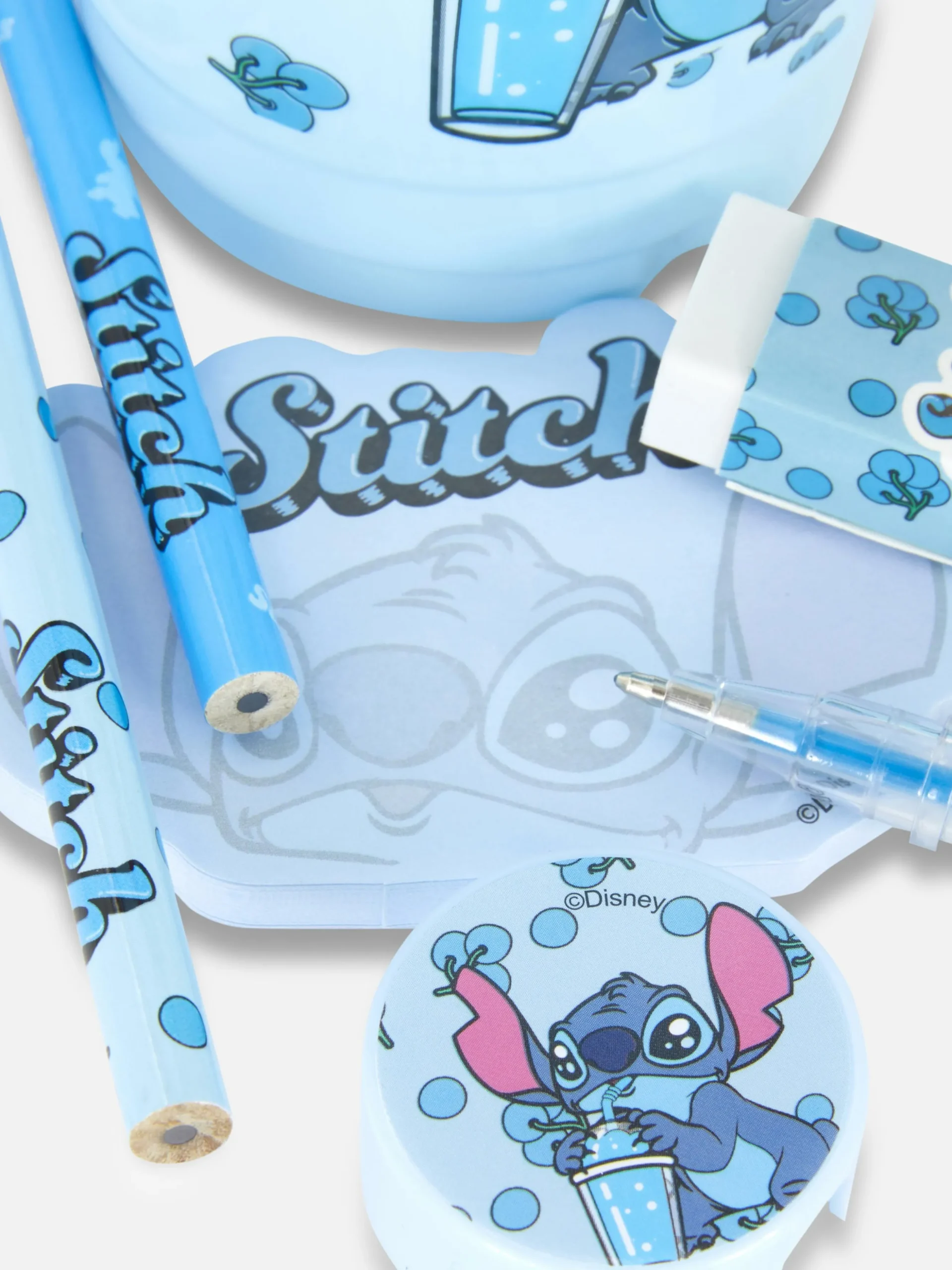 Conjunto Copo Artigos Papelaria Disney Stitch