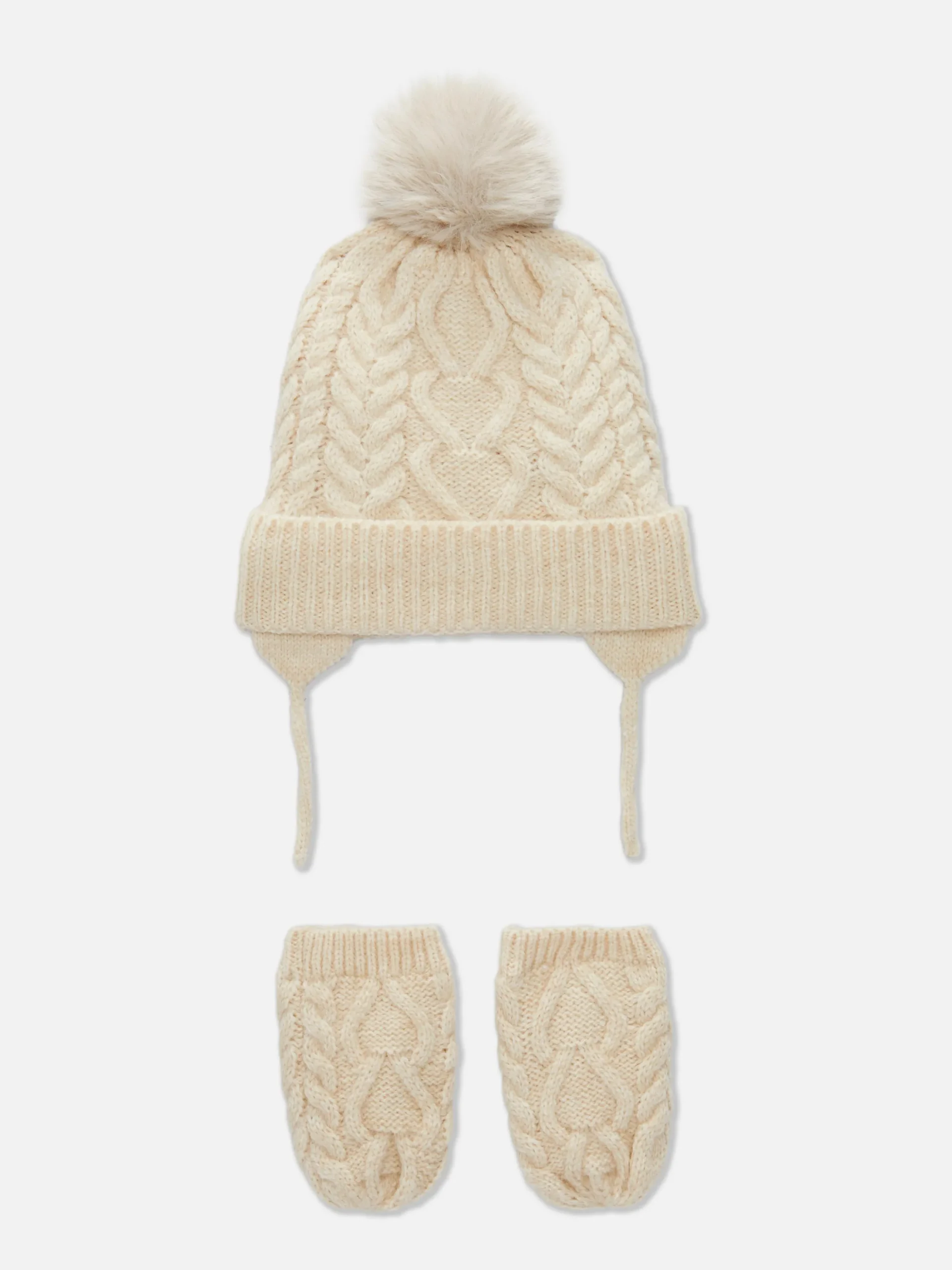 Conjunto Gorro/luvas S/dedos Malha Entrançada