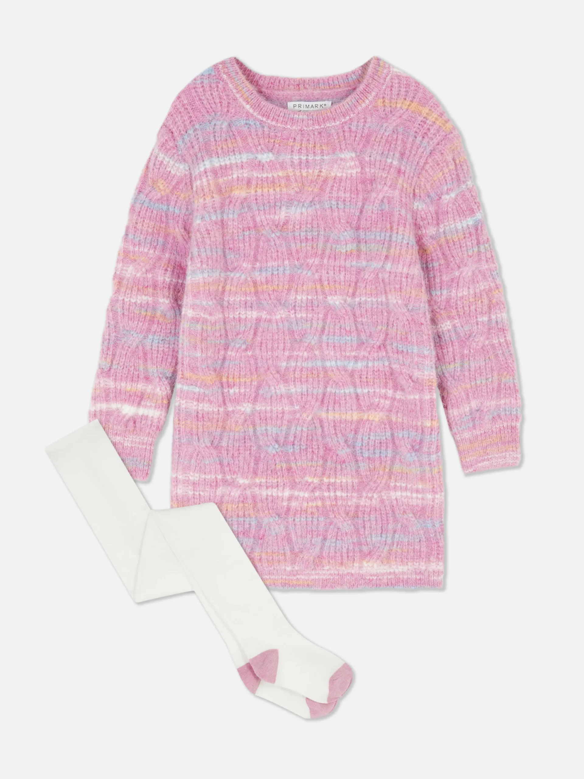 Conjunto Vestido Camisola Malha Entrançada/collants