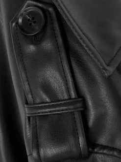 Gabardina Curta Imitação Pele