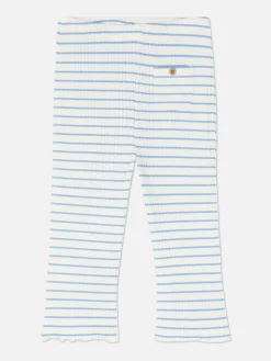 Leggings Boca-de-sino Caneladas Riscas