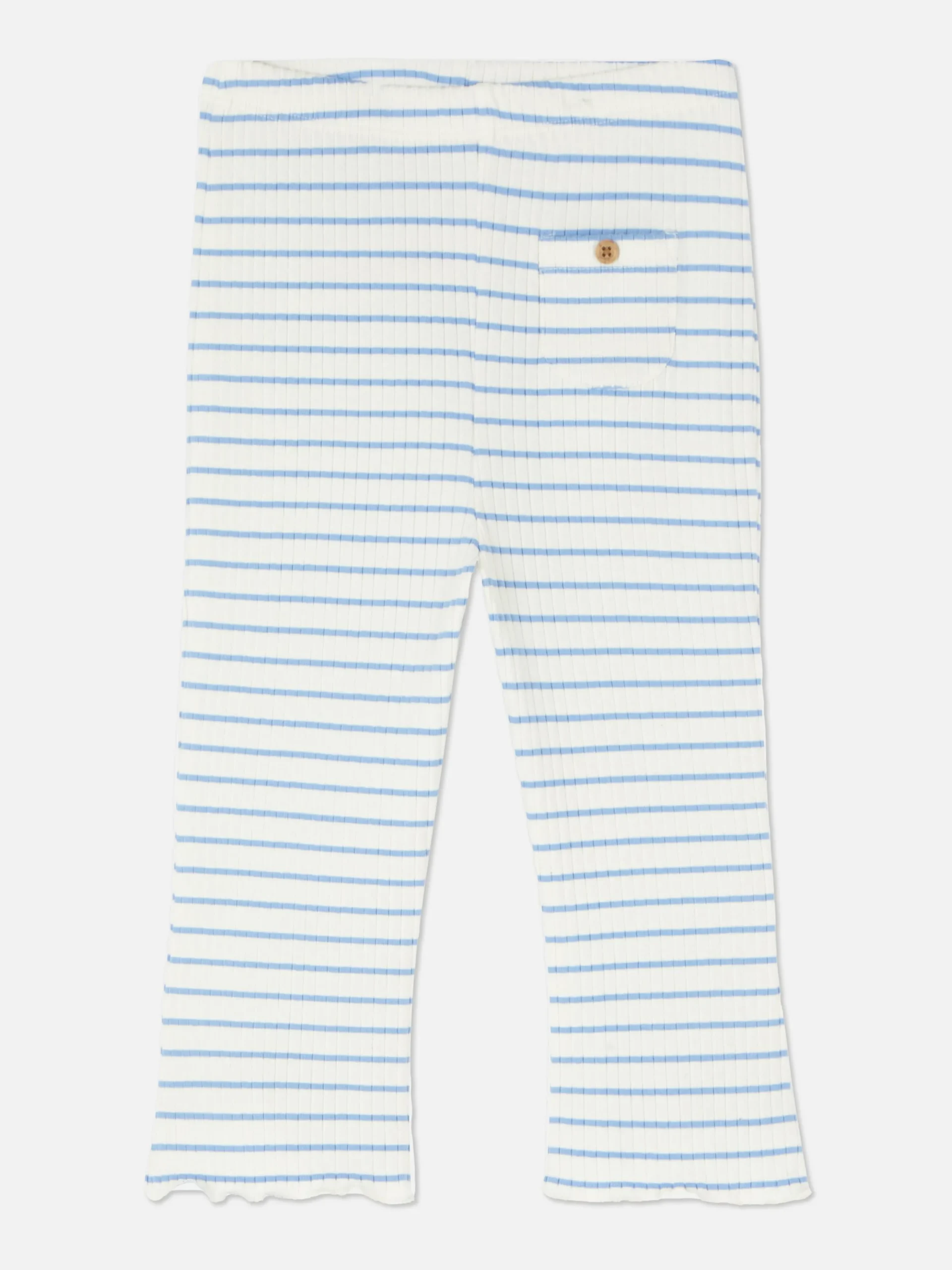 Leggings Boca-de-sino Caneladas Riscas