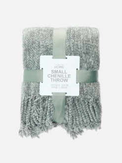 Manta Pequena Textura Aveludada Franjas