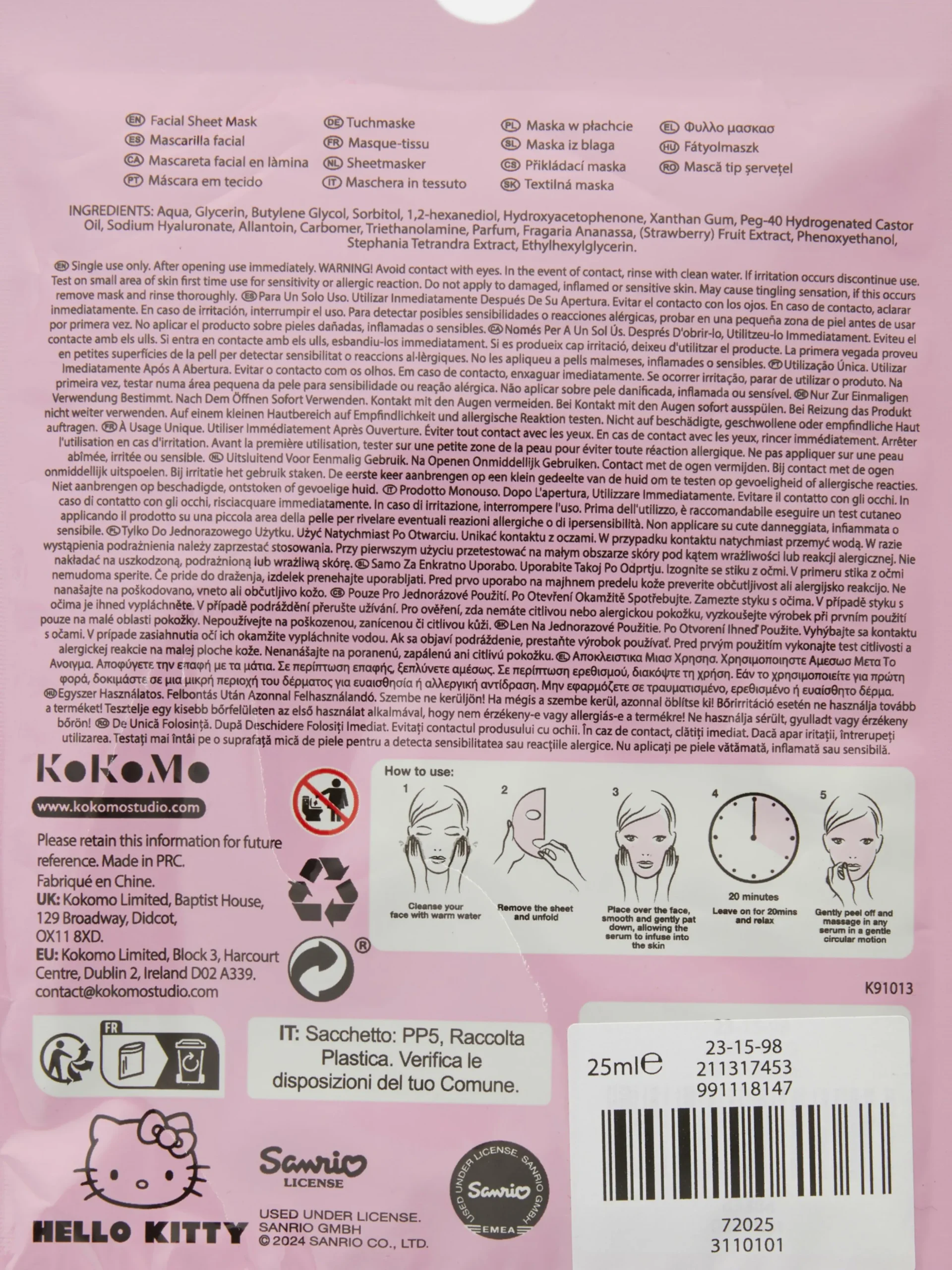 Máscara Tecido Hello Kitty