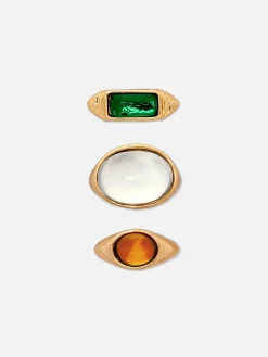 Pack 3 Anéis Grossos Imitação Pedras Rita Ora