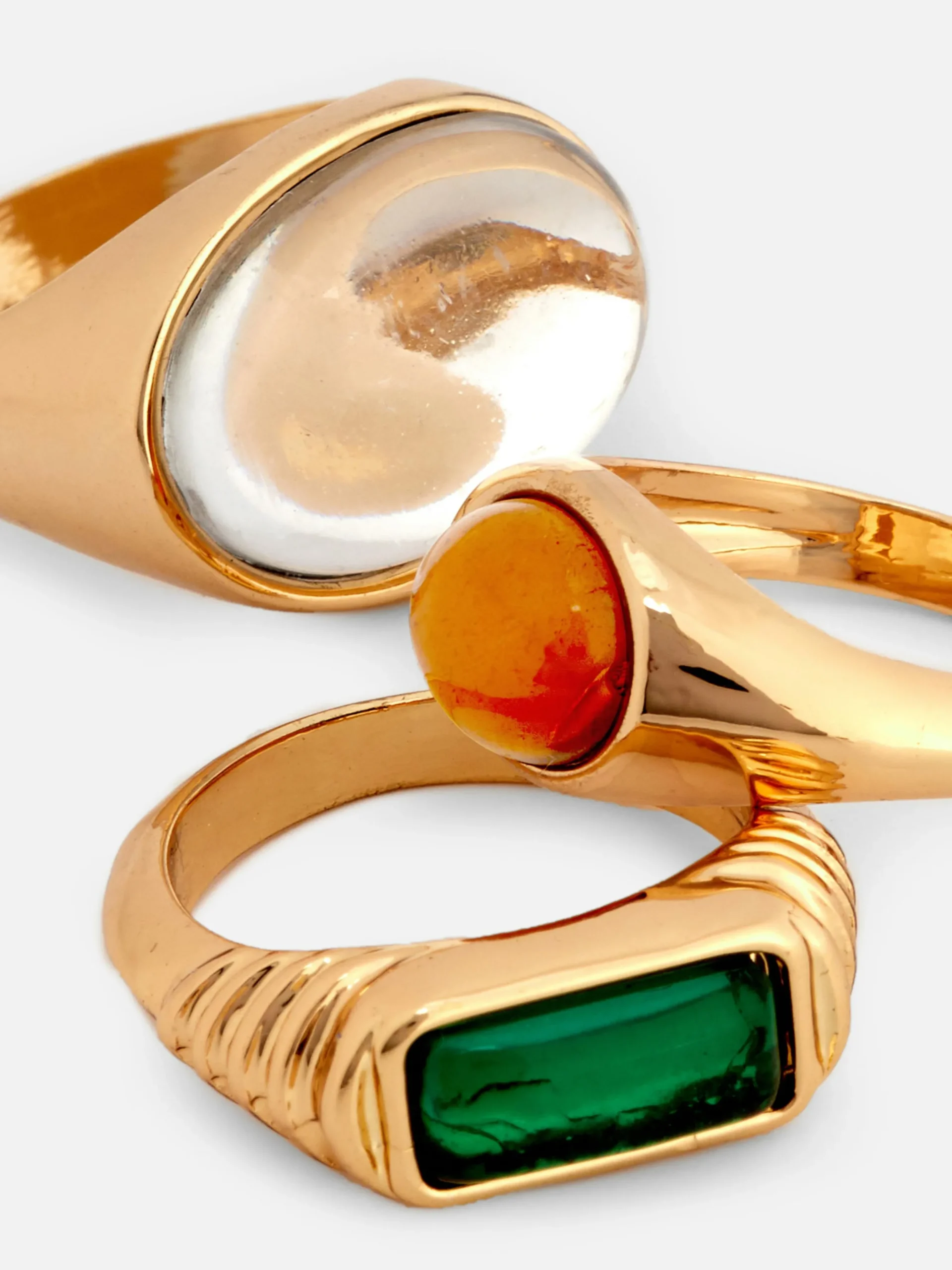 Pack 3 Anéis Grossos Imitação Pedras Rita Ora