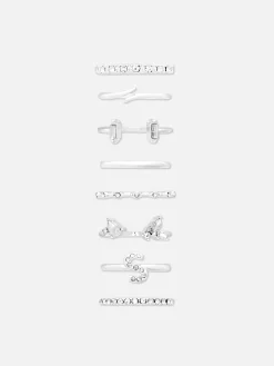 Pack 8 Anéis Inicial Brilhantes