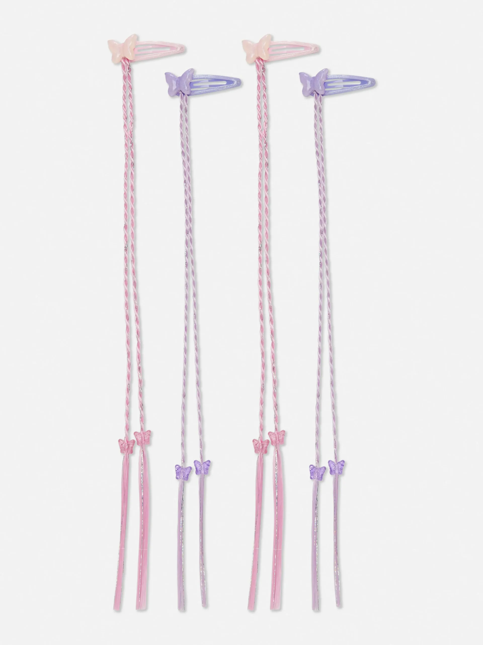 Pack 4 Ganchos Cabelo Pressão Tranças Borboletas