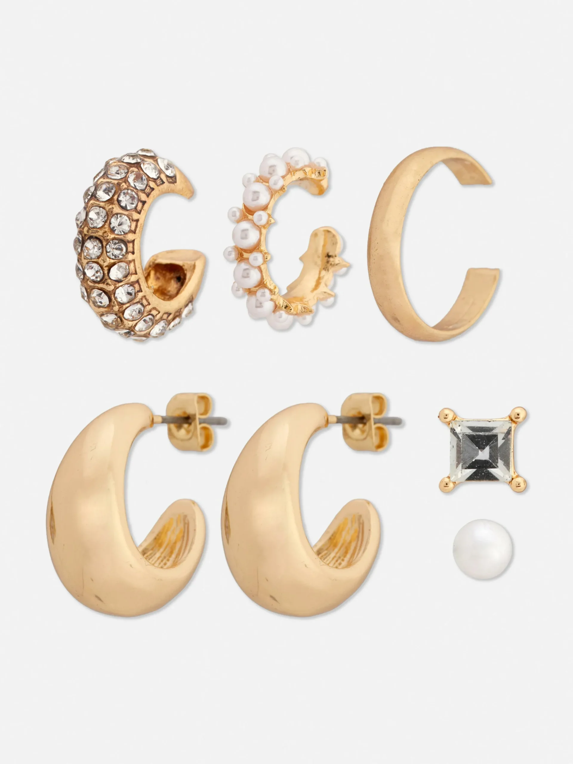 Pack 6 Pares Brincos Ear Cuff Imitação Pérolas