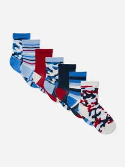 Pack 7 Pares Meias Curtas Camufladas