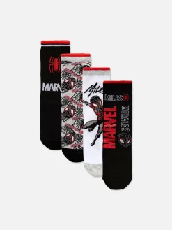 Pack 4 Pares Soquetes Marvel Homem-Aranha Miles Morales