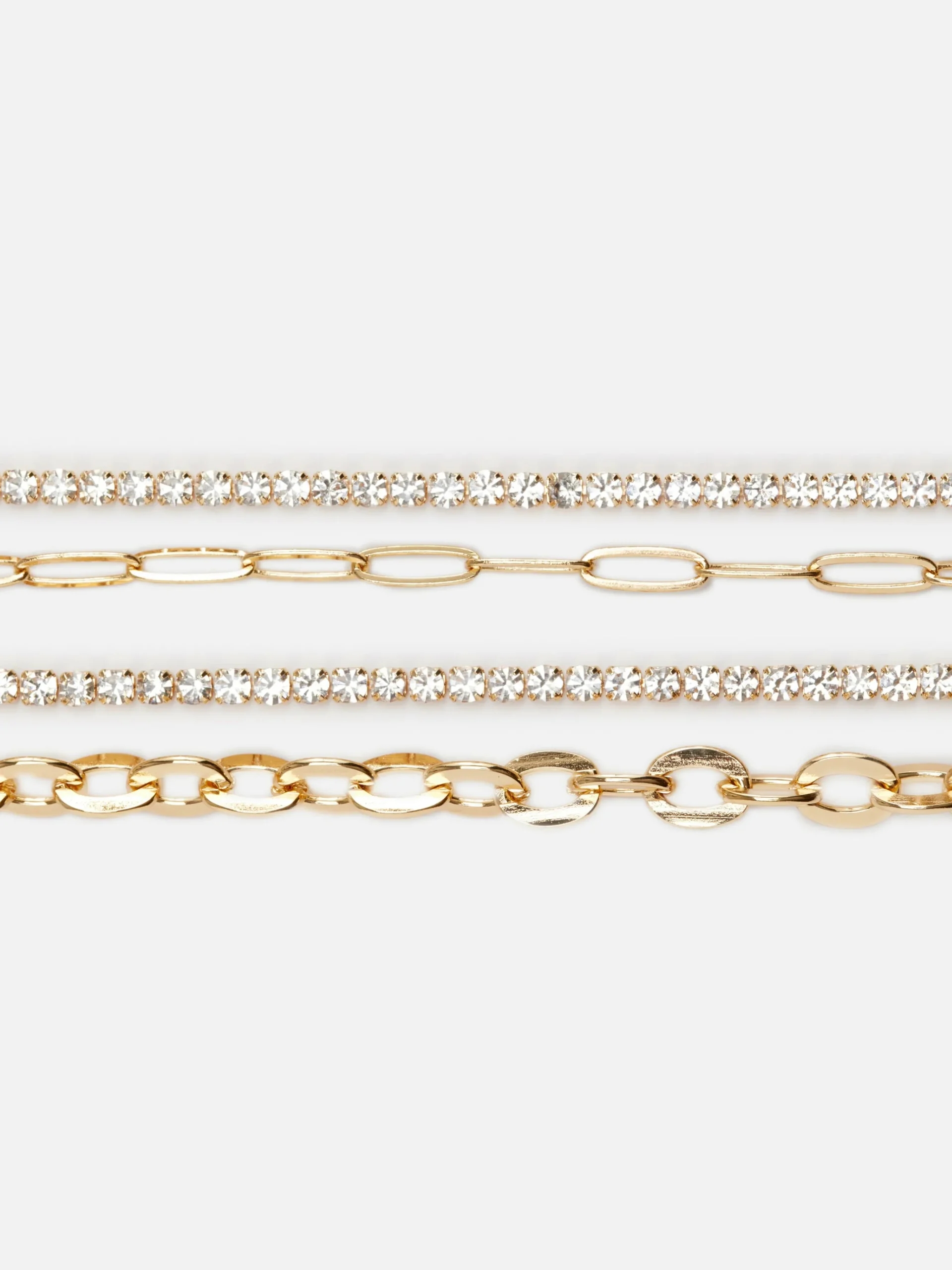 Pack 4 Pulseiras Corrente Brilhantes