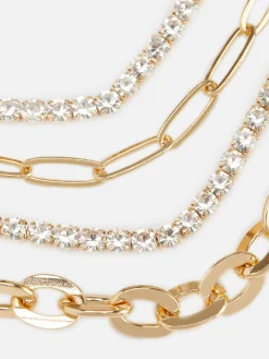 Pack 4 Pulseiras Corrente Brilhantes