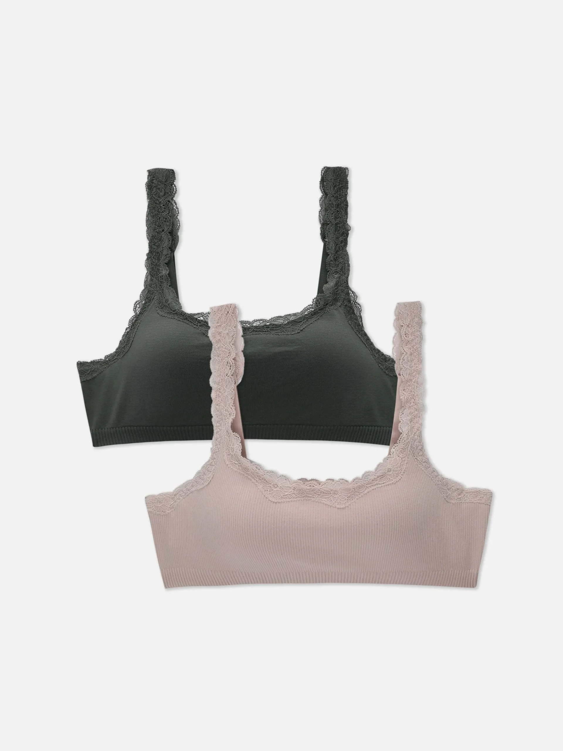 Pack 2 Tops S/ Mangas Curtos Rebordo Renda