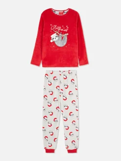 Pijama Malha Polar Preguiça Natal