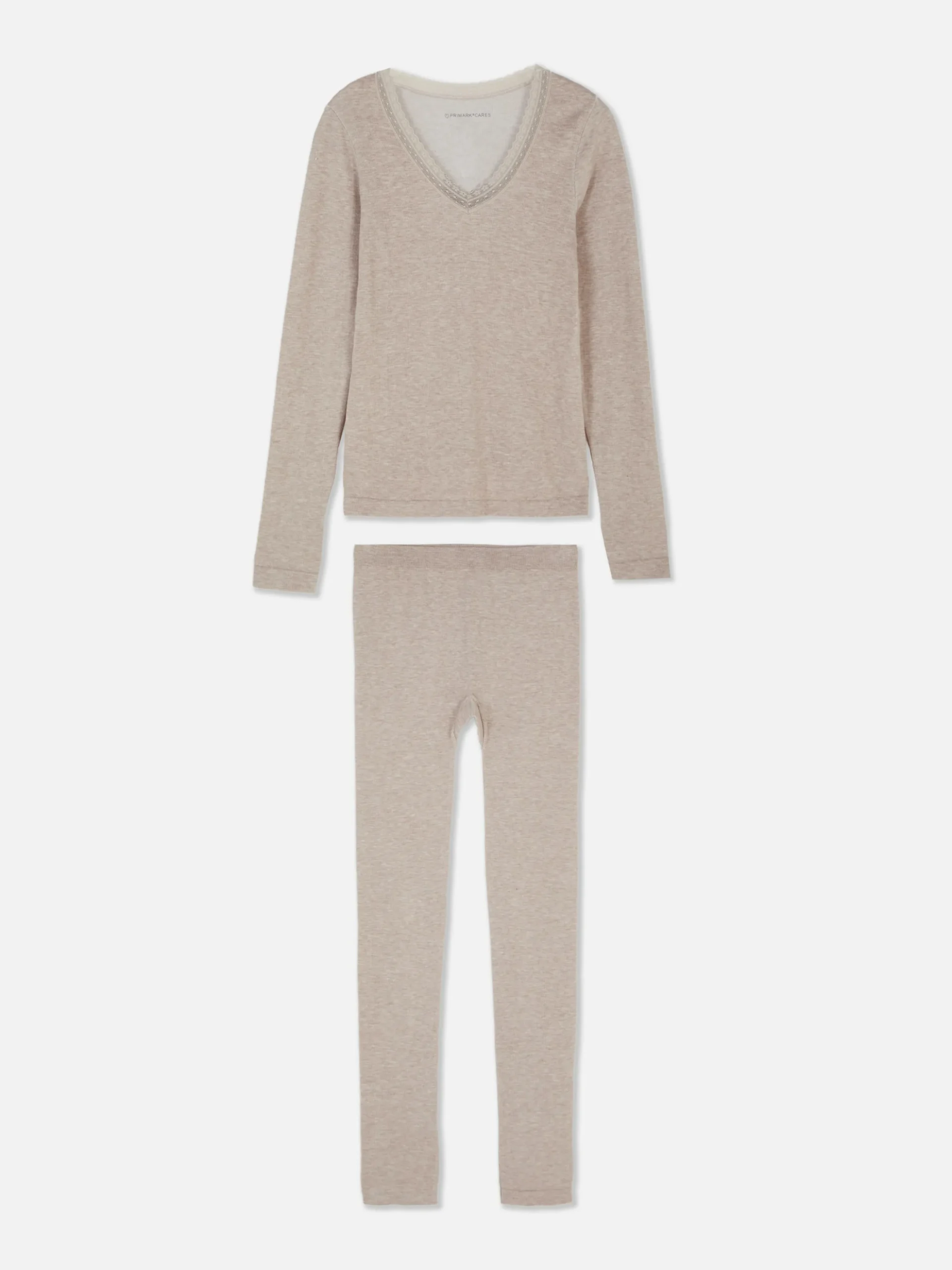 Pijama Manga Comprida Rebordo Em Renda