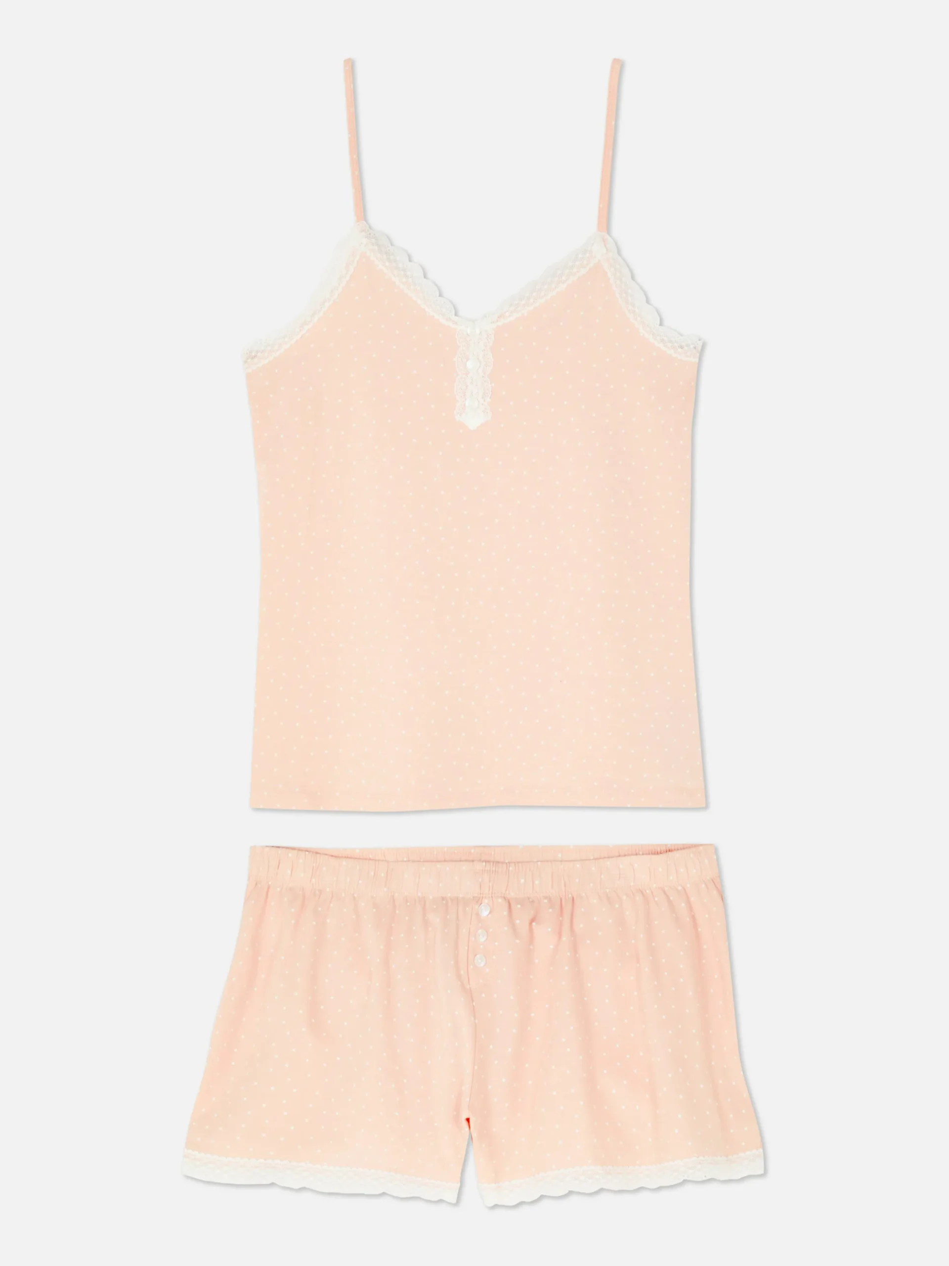 Pijama Top Alças/calções Rebordo Renda