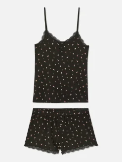 Pijama Top Alças/calções Rebordo Renda