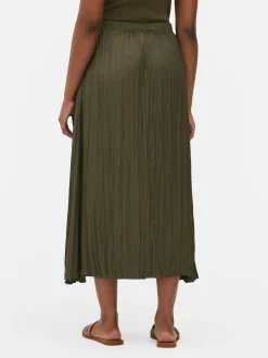 Saia Midi Plissada Cetim