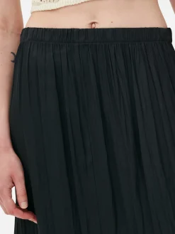 Saia Midi Plissada Cetim