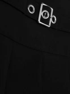 Saia Plissada Cinto Fivela