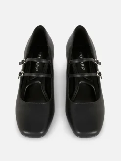 Sapatos Salto Mary Jane Imitação Pele