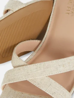 Sapatos Tacão Tiras Tecido Modelo Largo