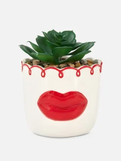 Suculenta Artificial Vaso Lábios