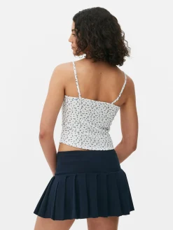 Top Alças Canelado Padrão Floral Miudinho