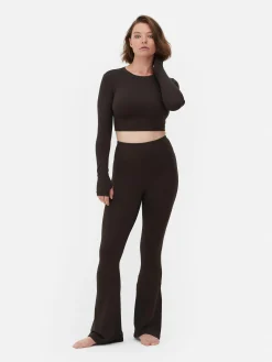 Top Curto Desporto Manga Comprida Suave Rita Ora