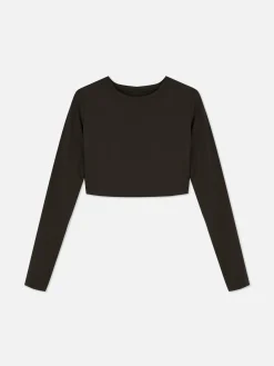 Top Curto Desporto Manga Comprida Suave Rita Ora