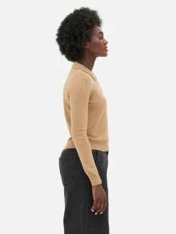 Top Malha Manga Comprida Colarinho