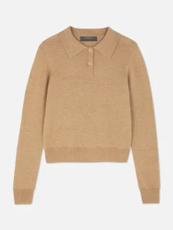 Top Malha Manga Comprida Colarinho