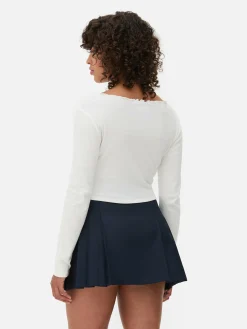 Top Manga Comprida Recortes Laço