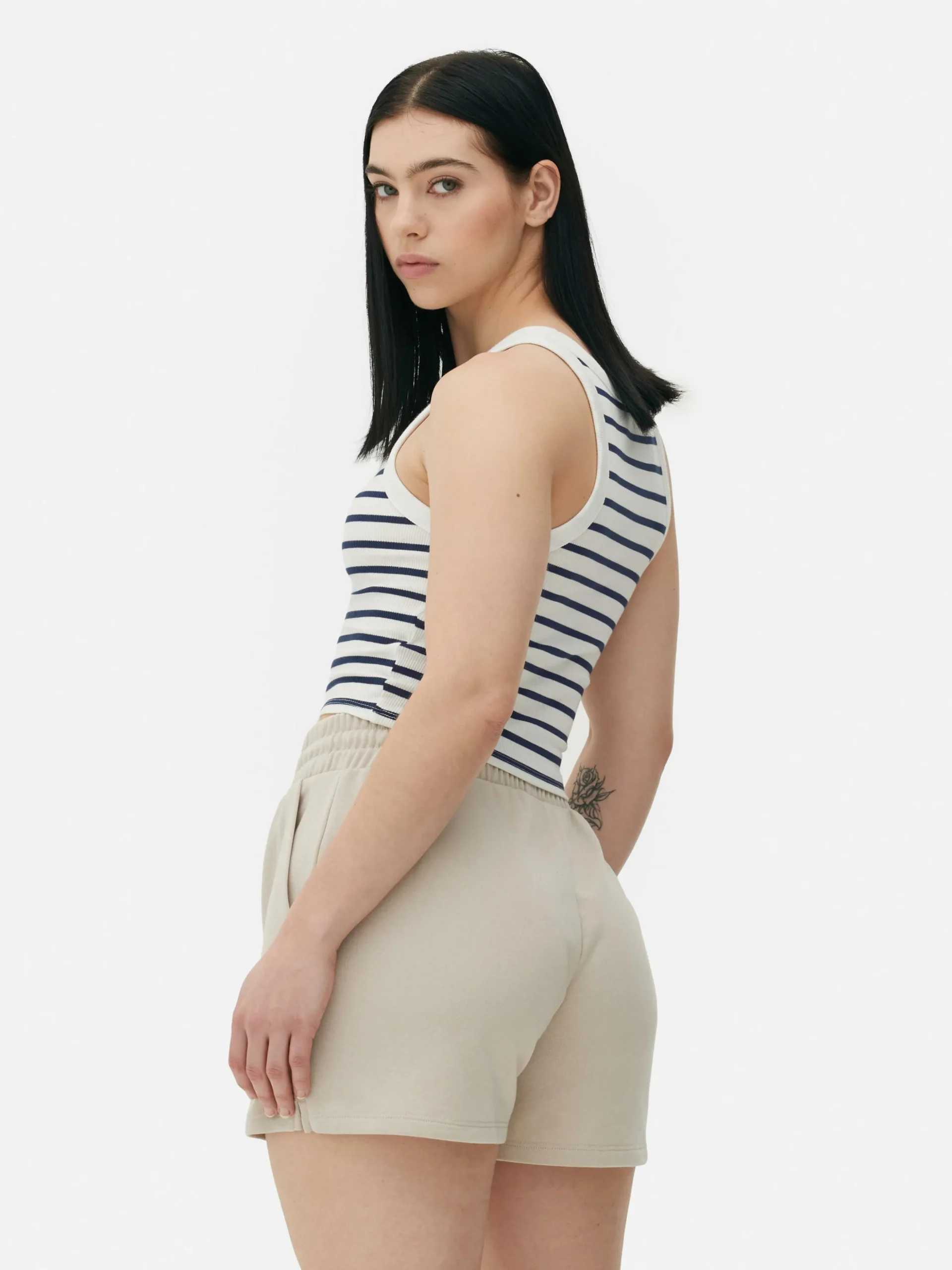Top S/ Mangas Corrida Canelado Riscas