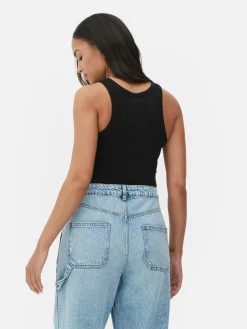 Top S/ Mangas Costas Abertas Canelado