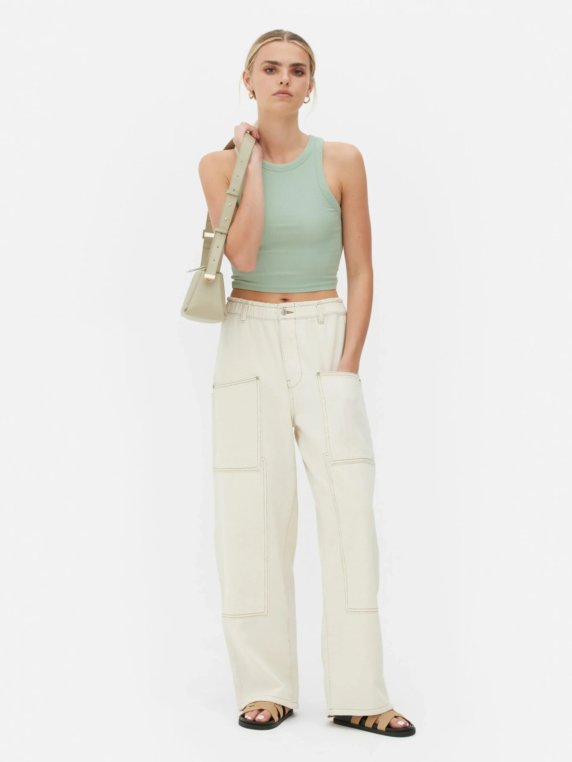 Top S/ Mangas Costas Abertas Canelado