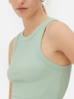 Top S/ Mangas Costas Abertas Canelado