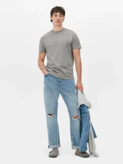 T-shirt Algodão Com Gola Redonda