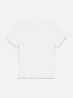 T-shirt Canelada Com Rebordo Franzido Coordenada